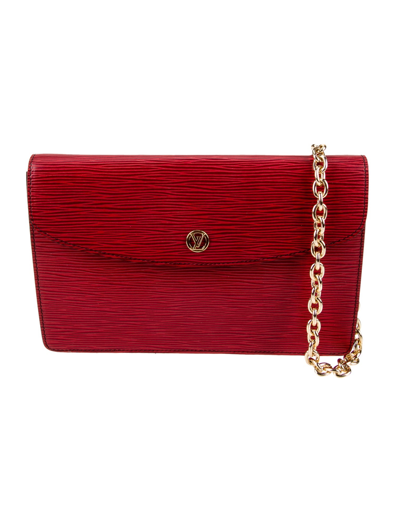 GERGIANA CLUTCH DAZ レッド タッセル付き Gucci Leather Horsebit Chain Clutch - Red Clutches, Handbags