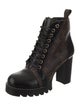 Louis Vuitton LV Monogram Leather Trim Embellishment Lace-Up Boots