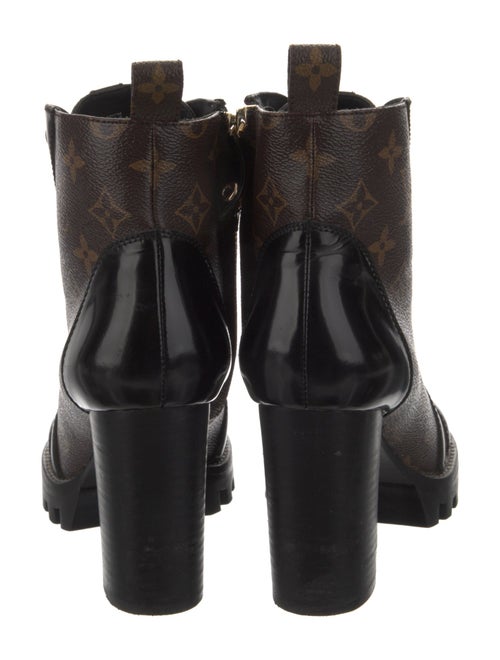 Louis Vuitton LV Monogram Leather Trim Embellishment Lace-Up Boots