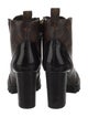 Louis Vuitton LV Monogram Leather Trim Embellishment Lace-Up Boots