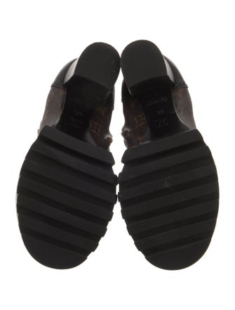 Louis Vuitton LV Monogram Leather Trim Embellishment Lace-Up Boots