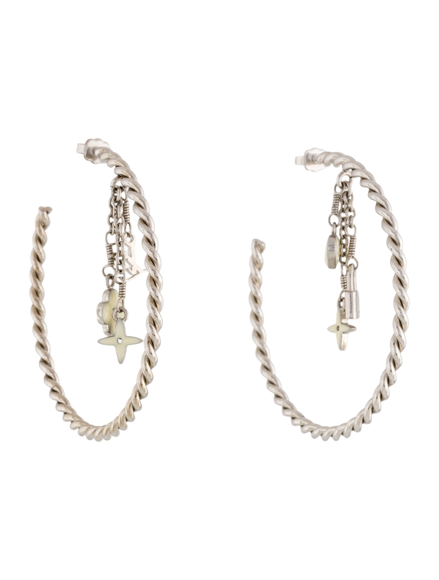 Louis Vuitton Enamel Sweet Monogram Hoop Earrings