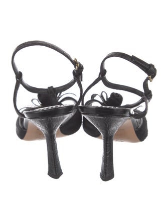 Louis Vuitton Ponyhair Leather Trim Embellishment T-Strap Sandals