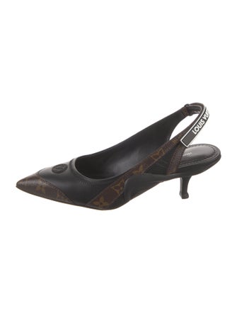 Louis Vuitton LV Monogram Mesh Accents Slingback Pumps