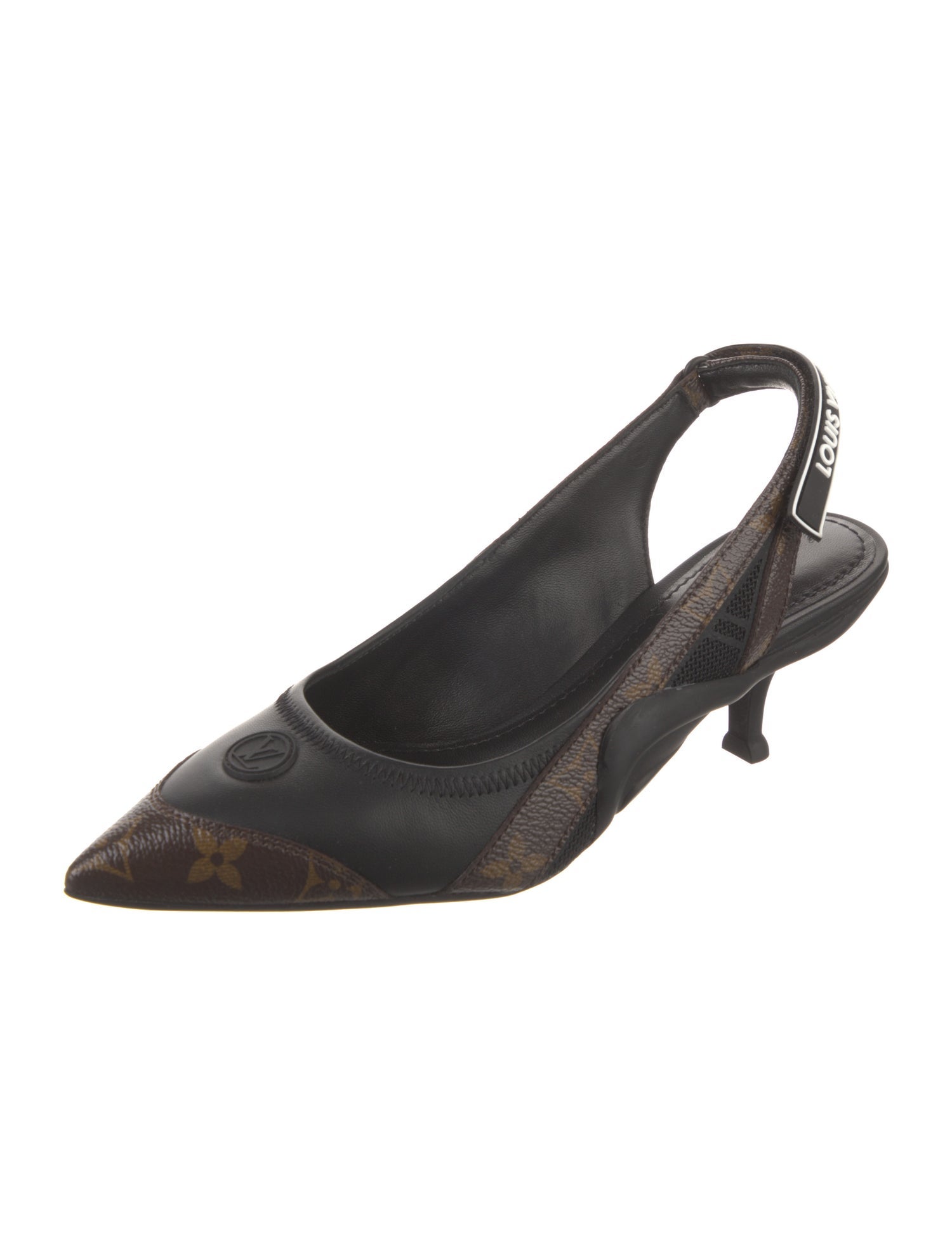Louis Vuitton LV Monogram Mesh Accents Slingback Pumps