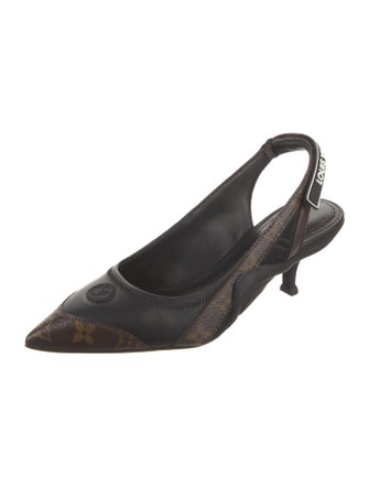 Louis Vuitton LV Monogram Mesh Accents Slingback Pumps