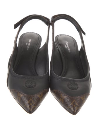 Louis Vuitton LV Monogram Mesh Accents Slingback Pumps