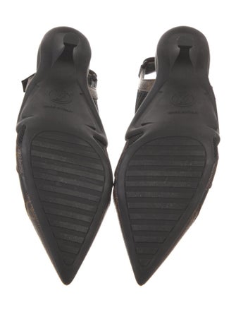 Louis Vuitton LV Monogram Mesh Accents Slingback Pumps