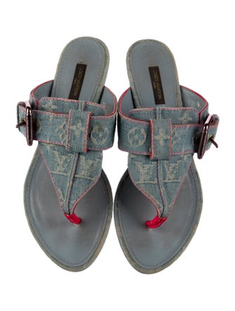 Louis Vuitton Monogram Pattern Denim Slides