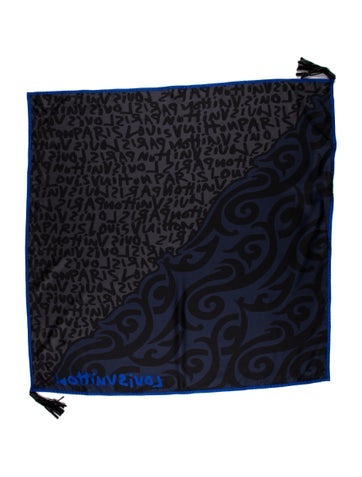 Louis Vuitton Scarves and Shawls Silk Graffiti Print Scarf