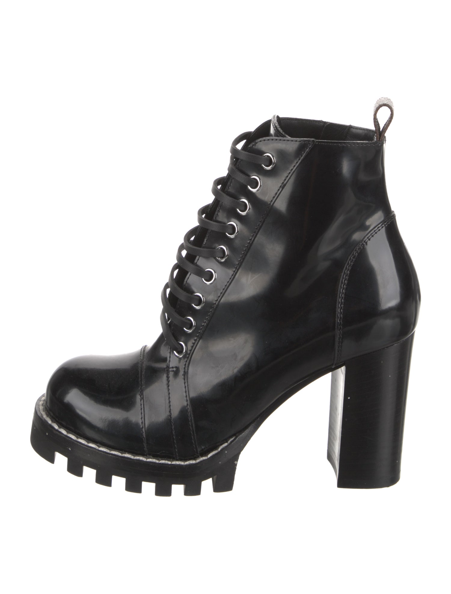 Louis Vuitton LV Monogram Patent Leather Lace-Up Boots