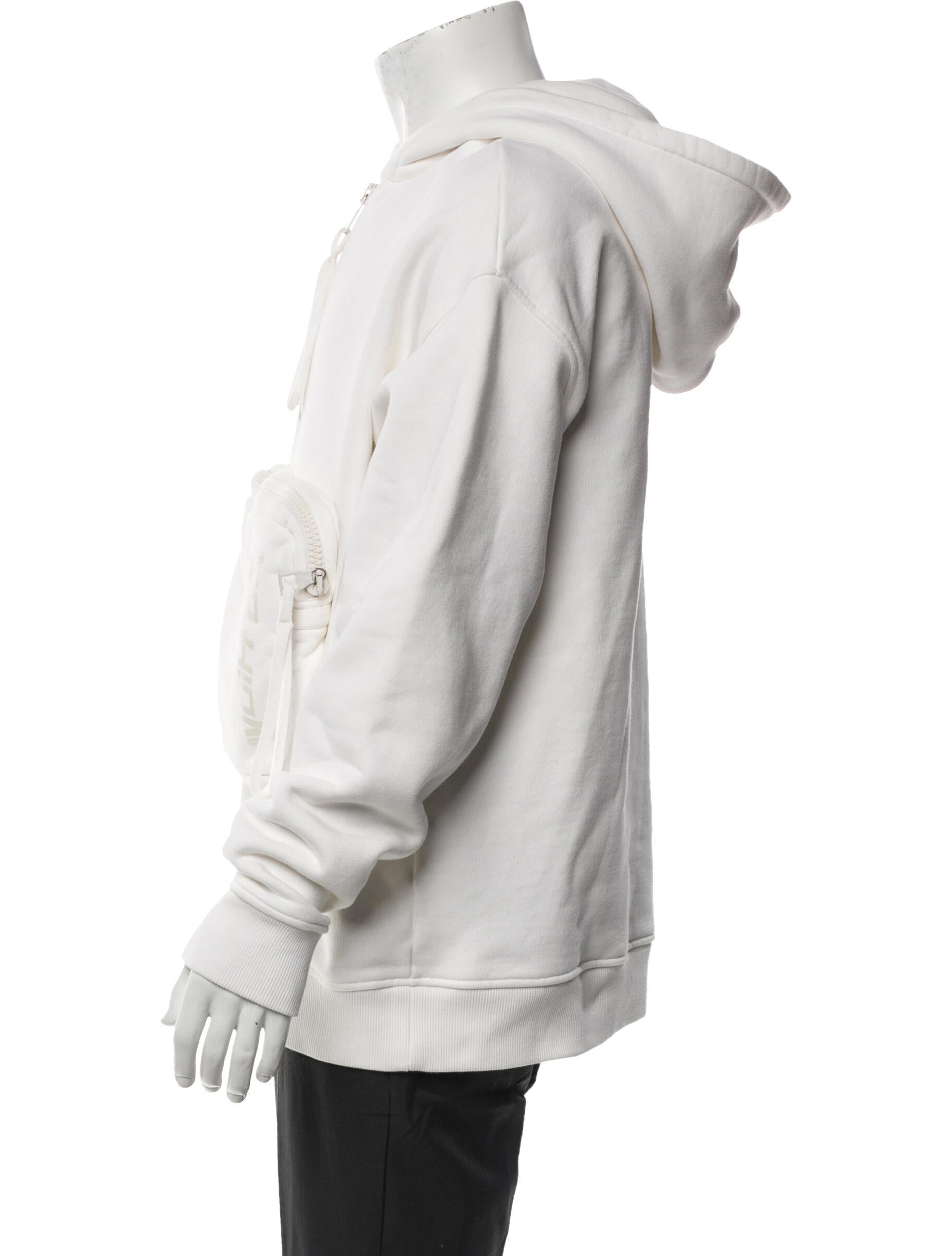 Louis Vuitton White Cotton 3D Patched Pocket Half-Zipped Hoodie