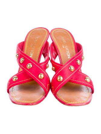 Louis Vuitton Canvas Studded Accents Slides