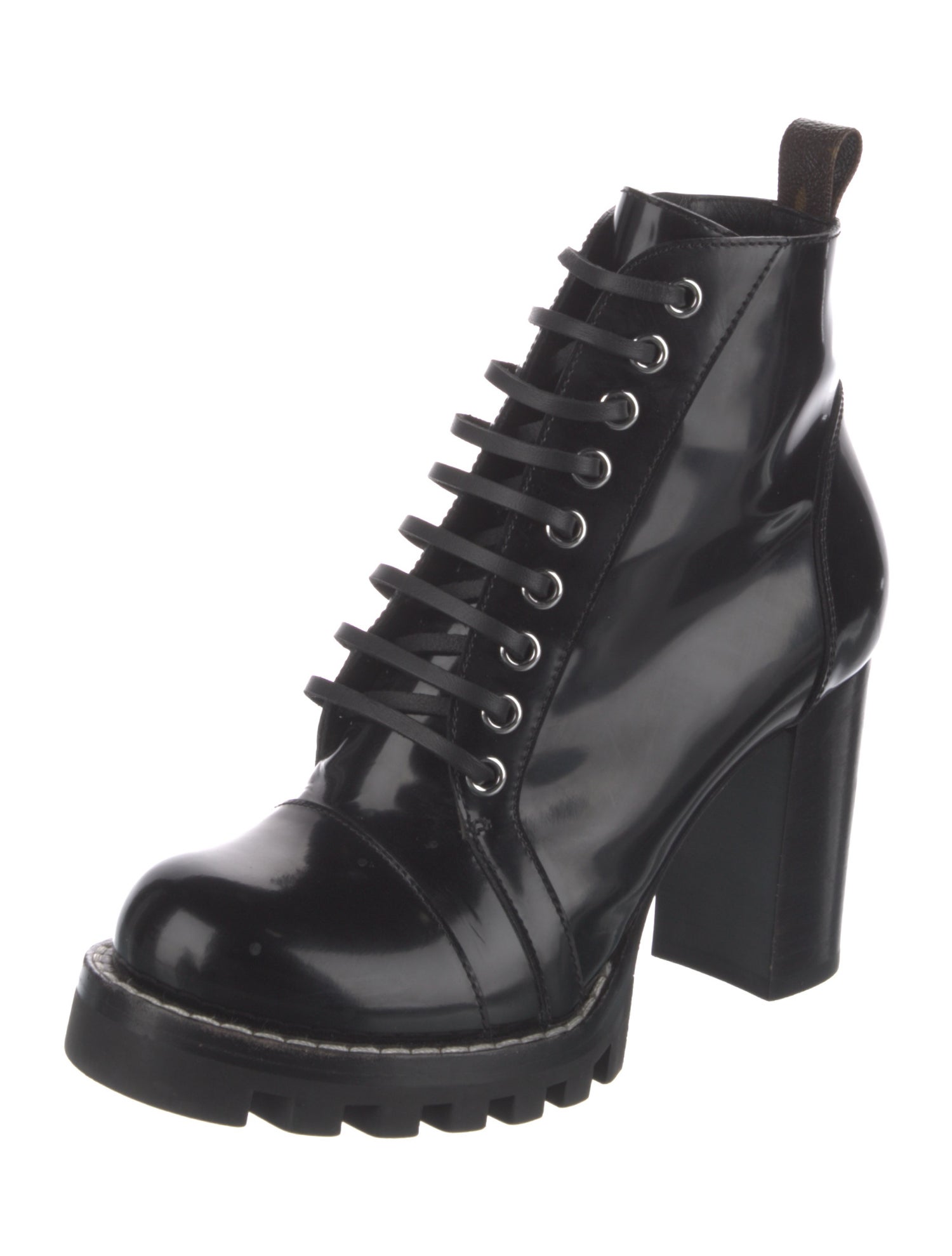 Louis Vuitton LV Monogram Patent Leather Combat Boots