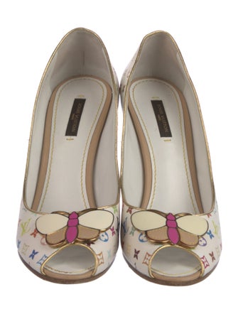 Louis Vuitton Multicolore Monogram Pattern Leather Trim Embellishment Pumps