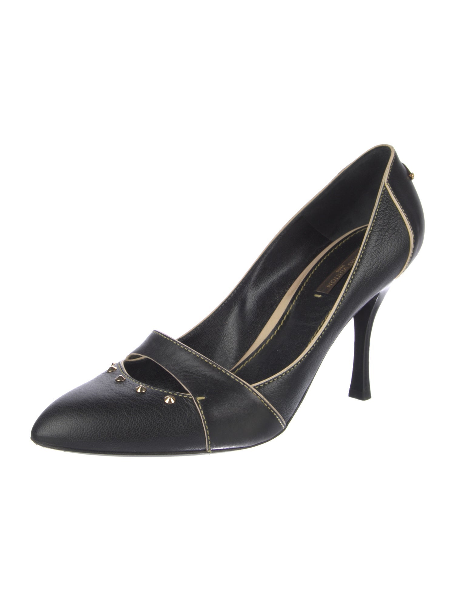 Louis Vuitton Leather Studded Accents Pumps