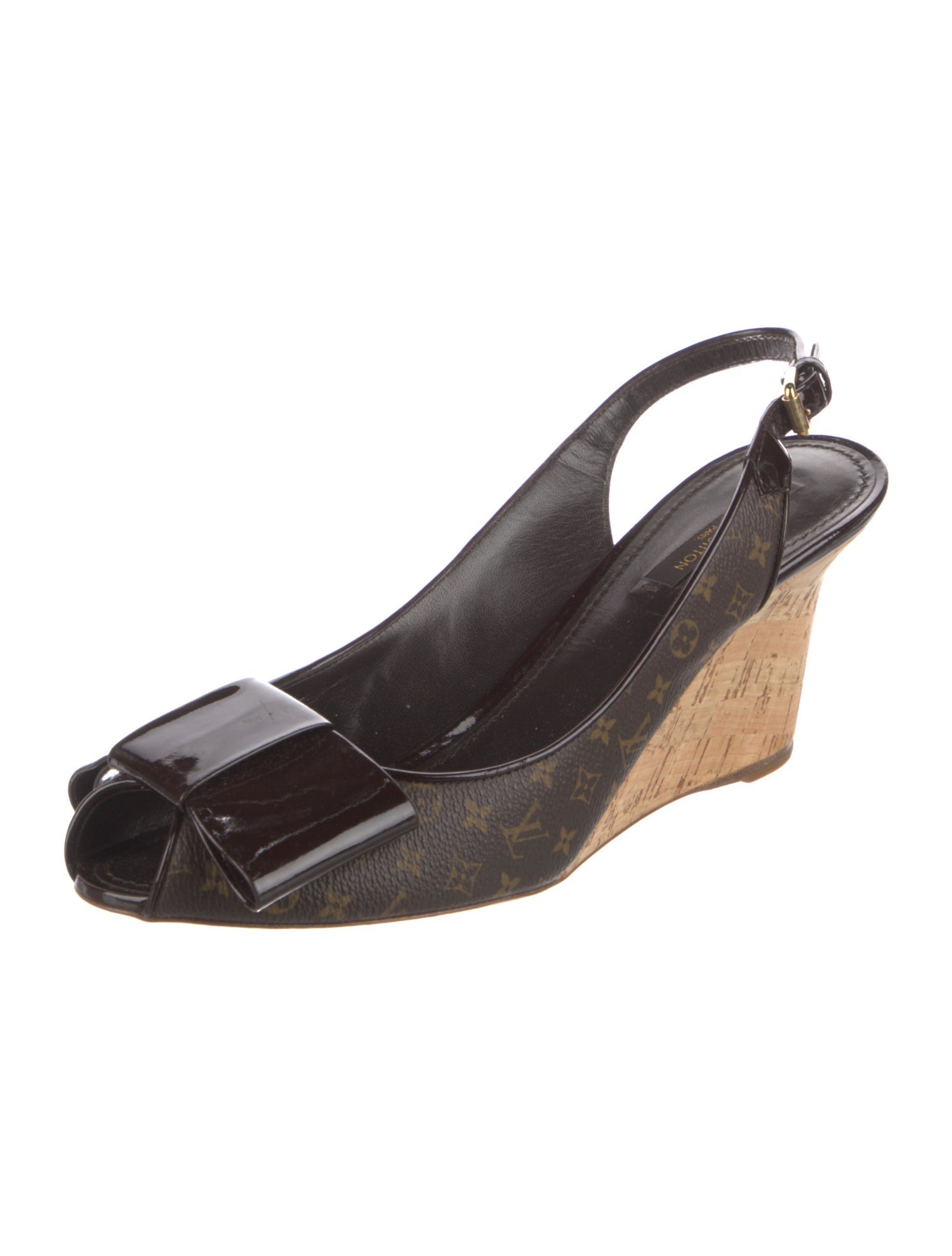 Louis Vuitton LV Monogram Bow Accents Slingback Pumps