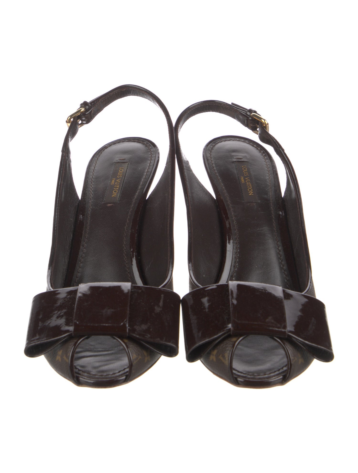 Louis Vuitton LV Monogram Bow Accents Slingback Pumps