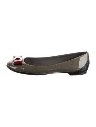Louis Vuitton Patent Leather Bow Accents Flats