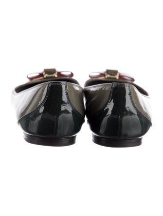 Louis Vuitton Patent Leather Bow Accents Flats
