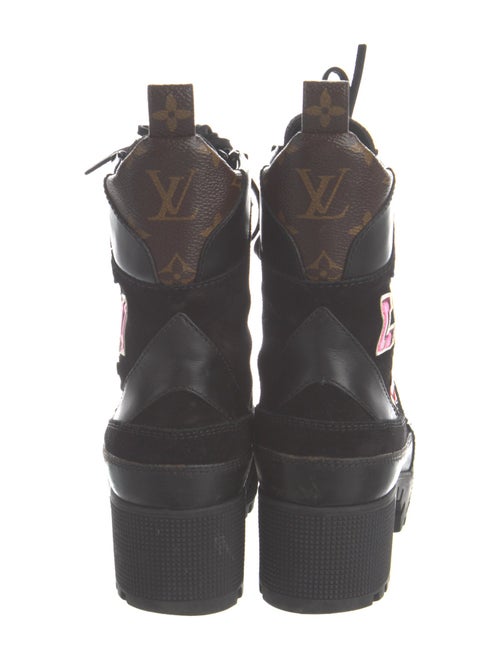 Louis Vuitton Monogram Pattern Suede Combat Boots