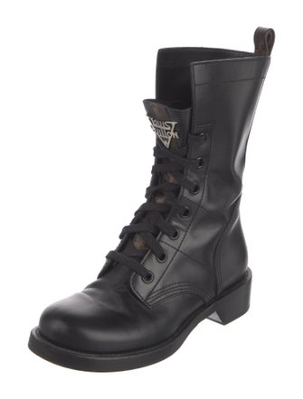 Louis Vuitton Monogram Pattern Leather Combat Boots