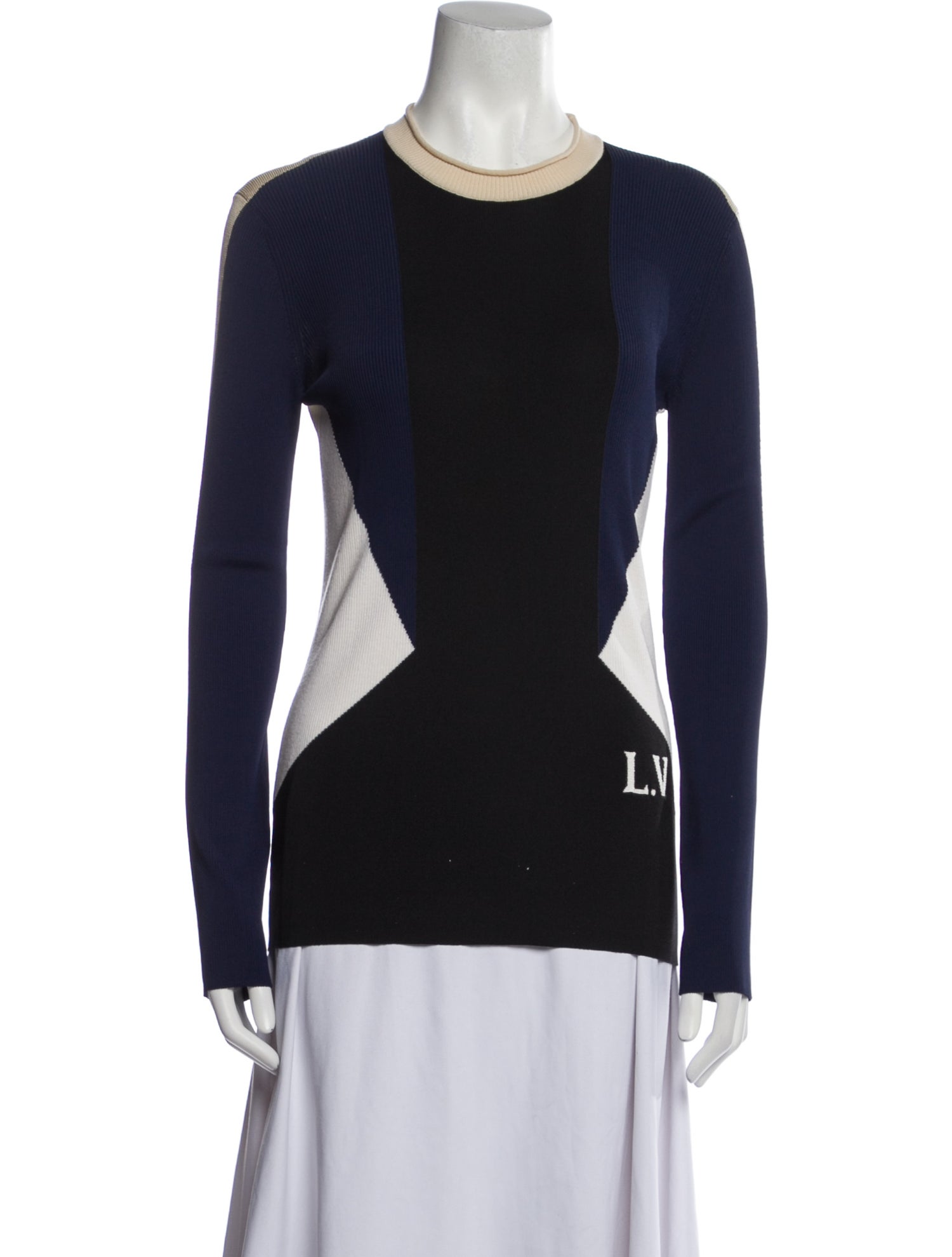 Louis Vuitton Colorblock Pattern Crew Neck Sweater