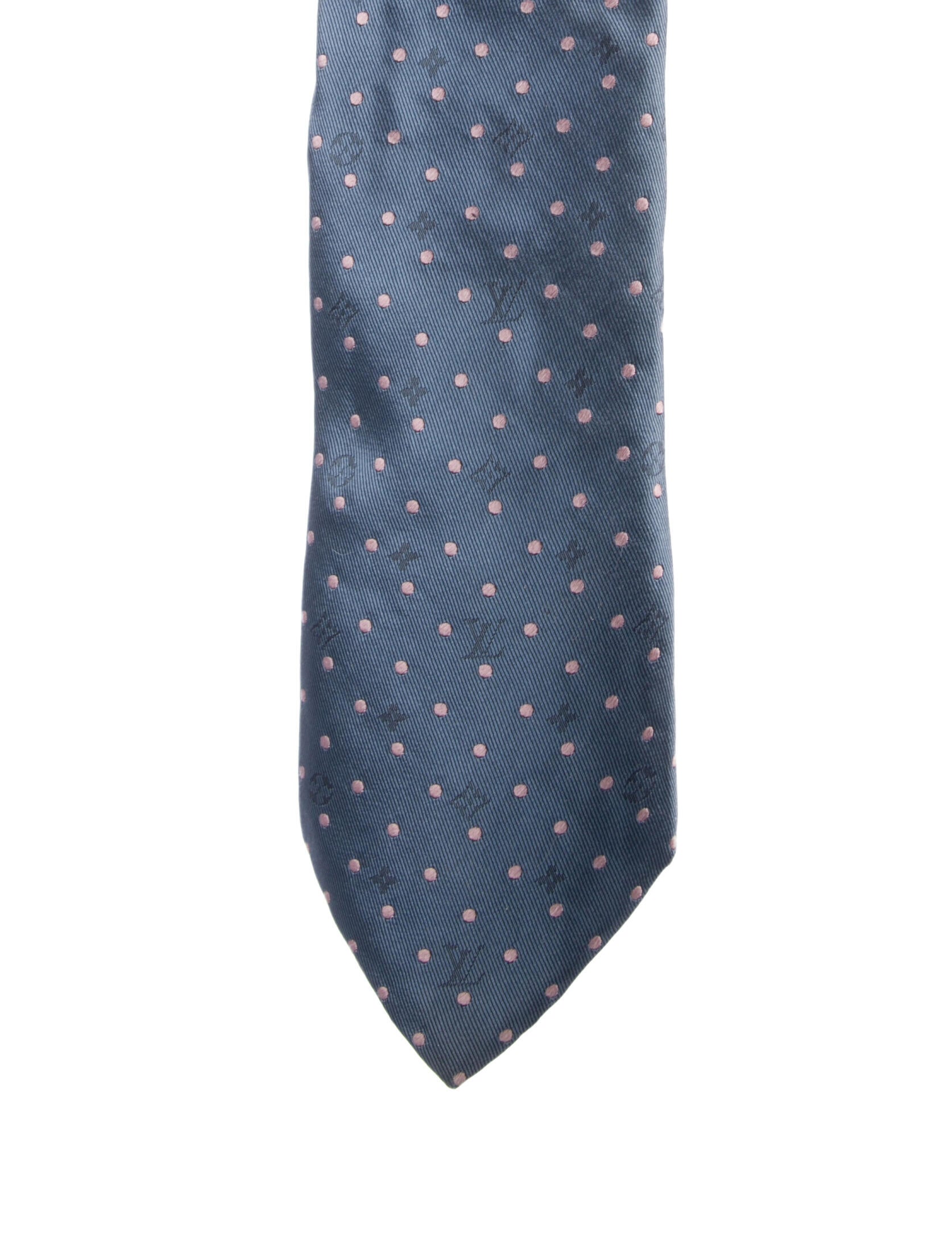 Louis Vuitton Silk Logo Polka Dot Pattern Print Tie