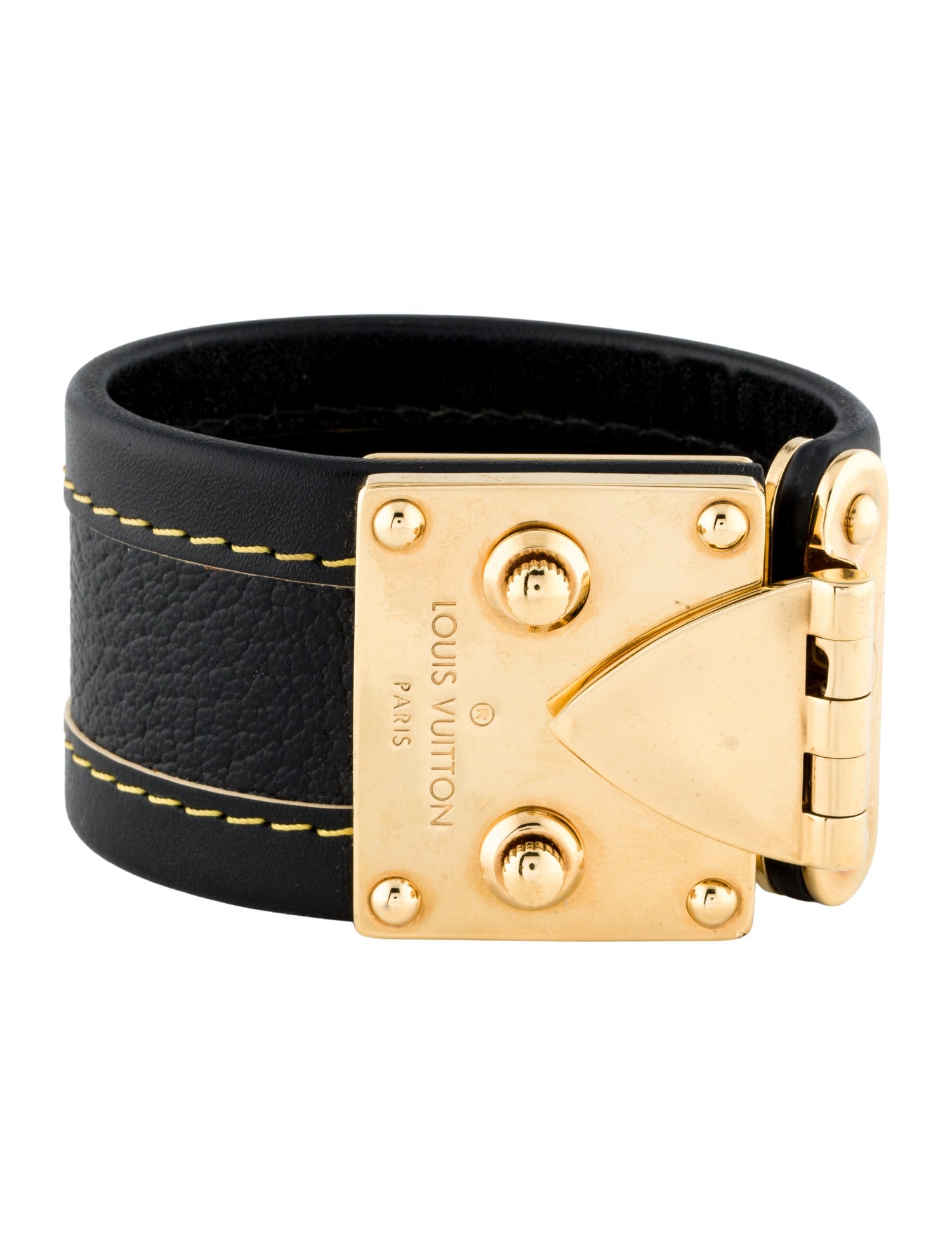 Louis Vuitton Leather Suhali Serrure Cuff Bracelet