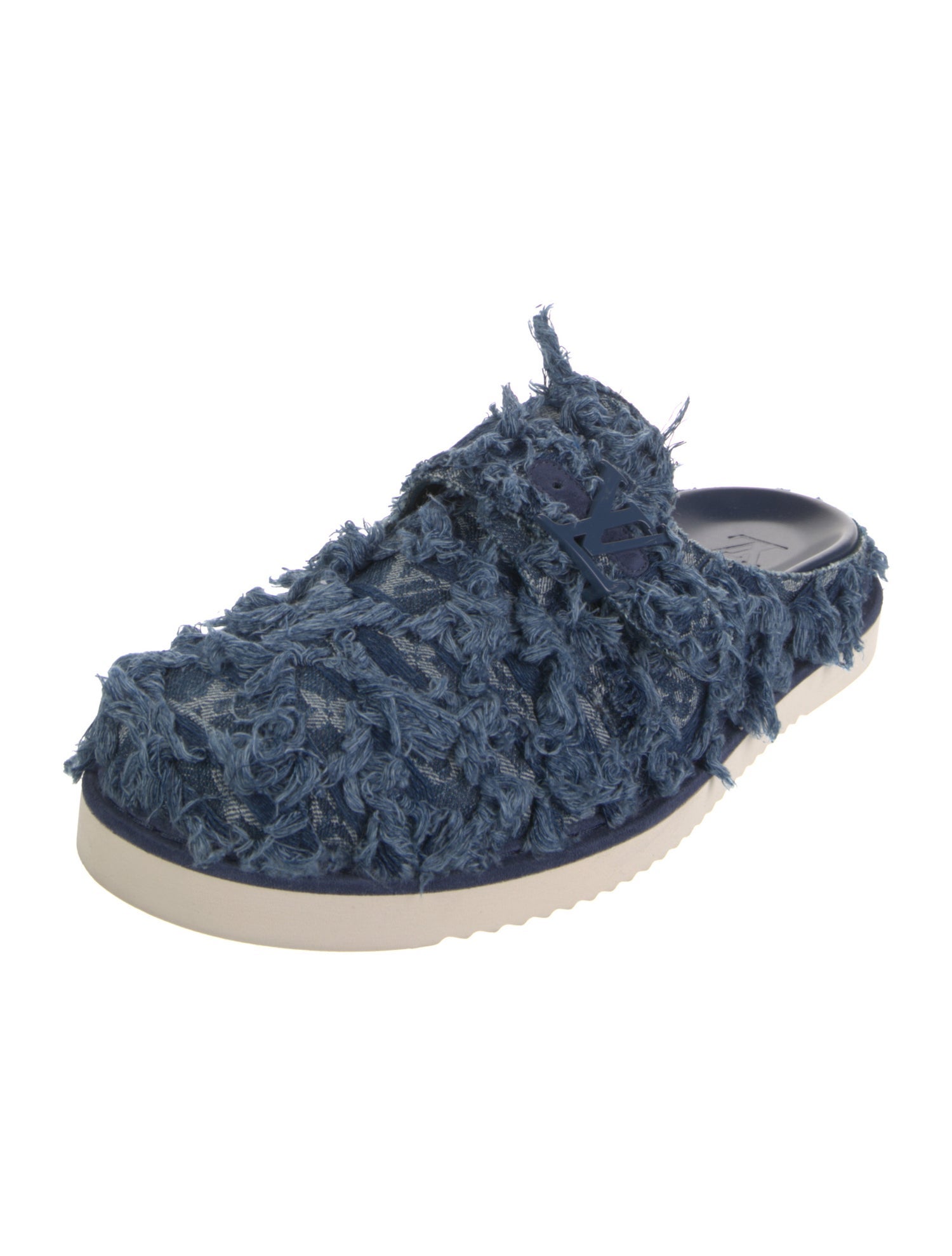Louis Vuitton Denim Distressed Accents Slippers