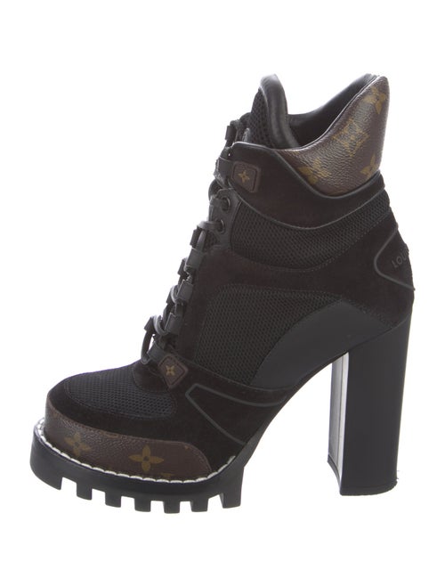 Louis Vuitton Monogram Pattern Mesh Lace-Up Boots