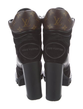 Louis Vuitton Monogram Pattern Mesh Lace-Up Boots