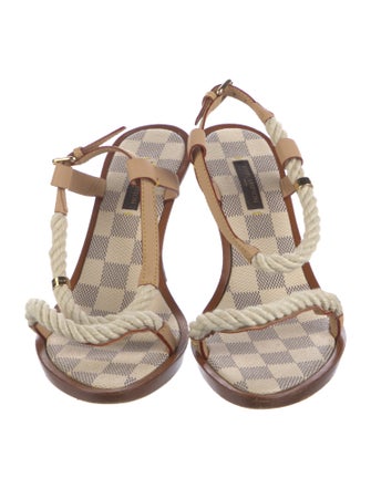 Louis Vuitton Damier Azur Pattern Leather Slingback Sandals