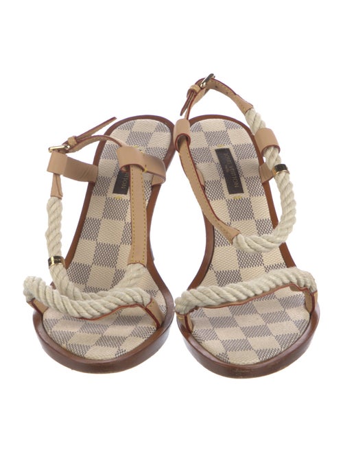 Louis Vuitton Damier Azur Pattern Leather Slingback Sandals