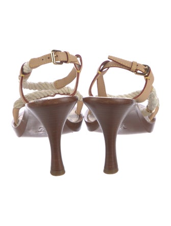 Louis Vuitton Damier Azur Pattern Leather Slingback Sandals