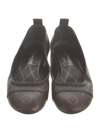 Louis Vuitton LV Monogram Leather Trim Embellishment Ballet Flats