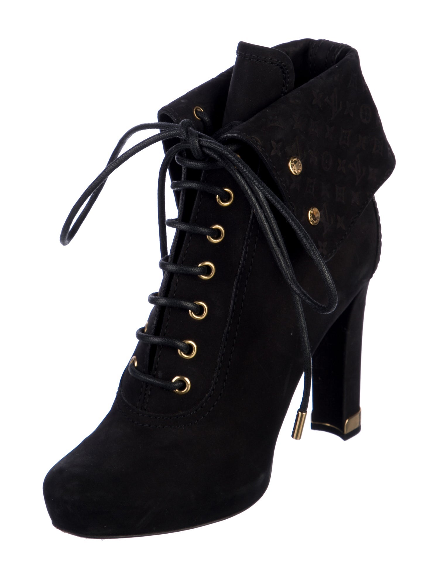 Louis Vuitton 2010 LV Monogram Lace-Up Boots