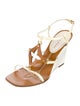 Louis Vuitton Leather Cutout Accent T-Strap Sandals