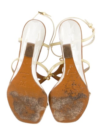 Louis Vuitton Leather Cutout Accent T-Strap Sandals