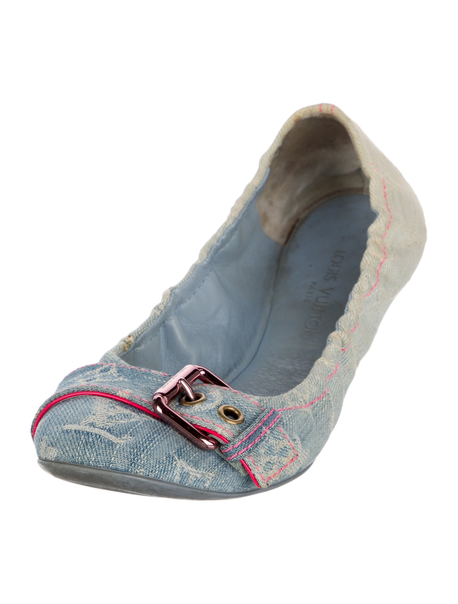 Louis Vuitton 2010 Monogram Denim Rosa Ballet Flats