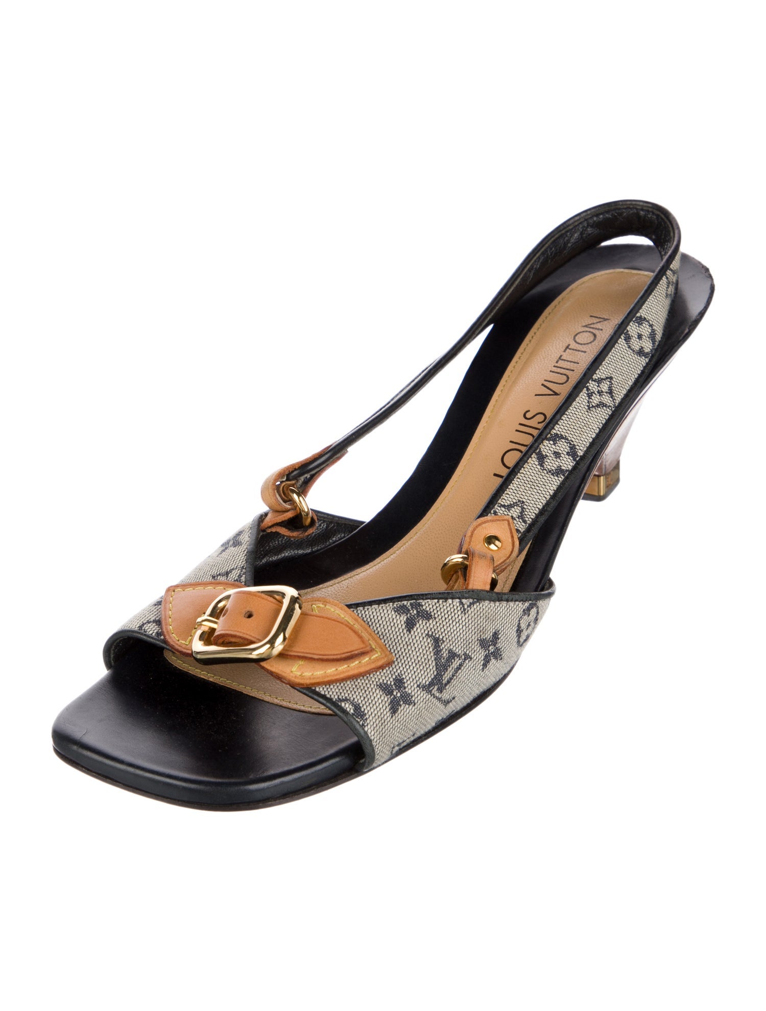 Louis Vuitton Canvas Printed Slingback Sandals