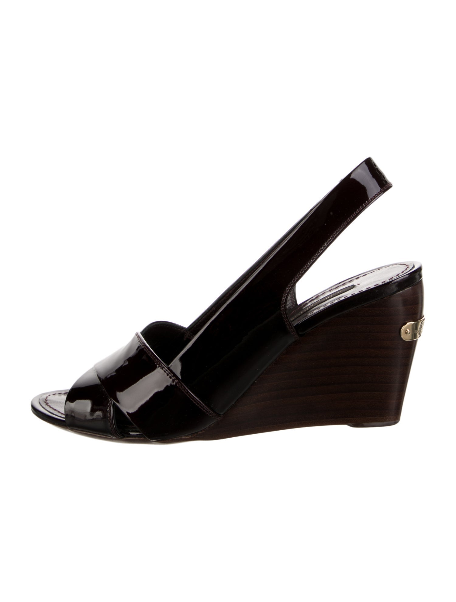 Louis Vuitton Patent Leather Cutout Accent Slingback Sandals