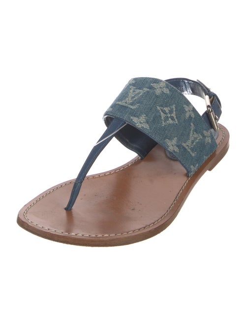 Louis Vuitton Monogram Pattern Denim T-Strap Sandals