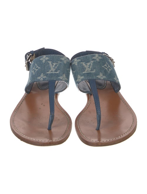 Louis Vuitton Monogram Pattern Denim T-Strap Sandals