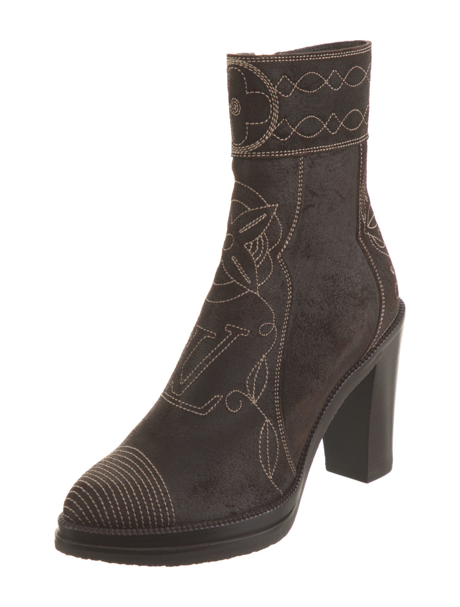 Louis Vuitton Suede Printed Sock Boots