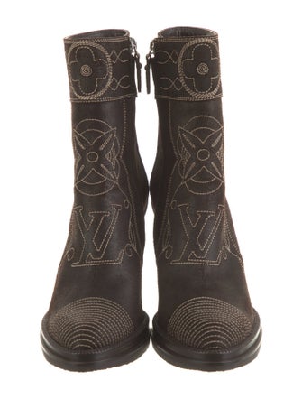 Louis Vuitton Suede Printed Sock Boots