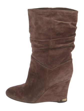Louis Vuitton Suede Leather Trim Embellishment Slouch Boots