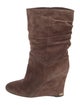 Louis Vuitton Suede Leather Trim Embellishment Slouch Boots
