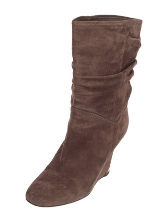 Louis Vuitton Suede Leather Trim Embellishment Slouch Boots