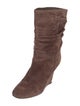Louis Vuitton Suede Leather Trim Embellishment Slouch Boots